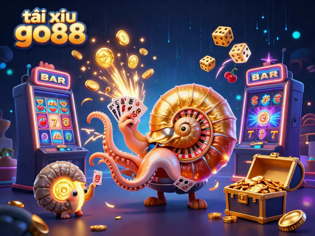 Play exciting tài xỉu go88 with vibrant 3D visuals showcasing lively casino elements.